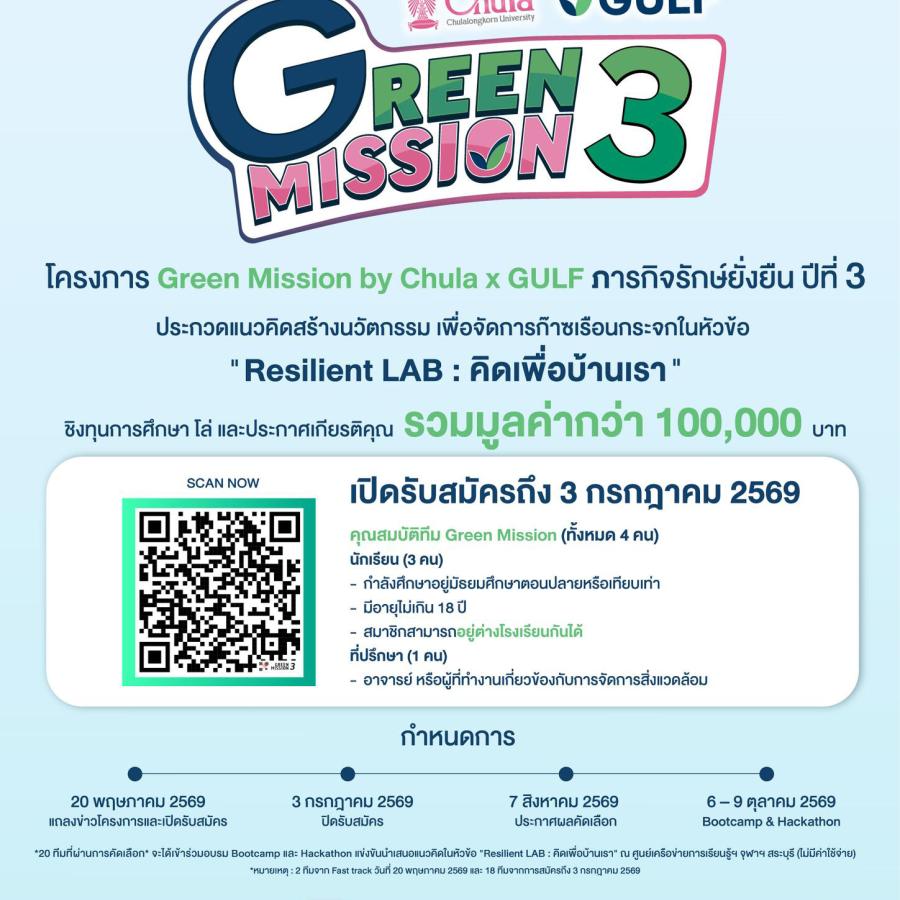 โครงการ Green Mission by Chula X Gulf ภารกิจรักษ์ยั่งยืน ปีที่ 3 